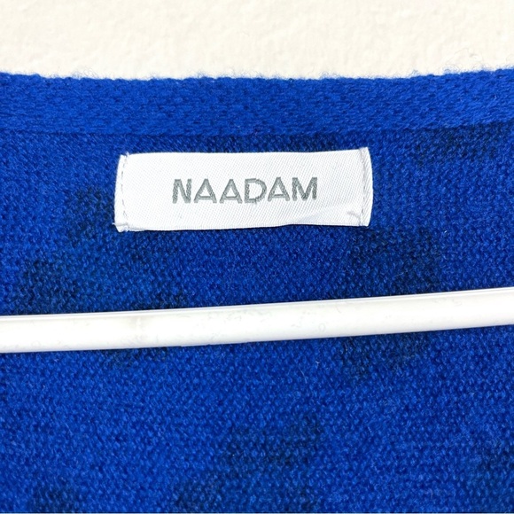 Naadam Wool & Cashmere Blue Leopard Print Boat Neck Pullover Sweater Medium - Picture 4 of 6